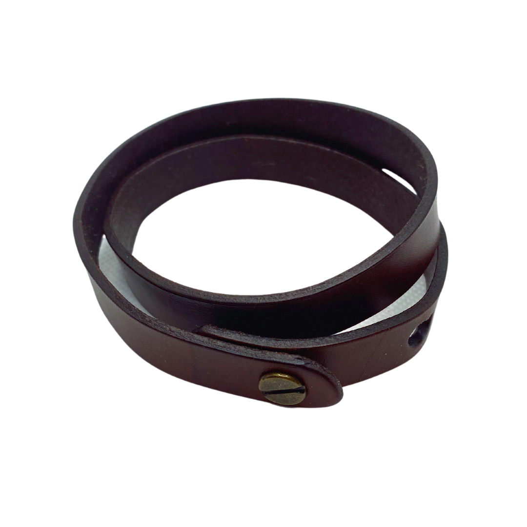 Double Wrap Brown Leather Bracelet