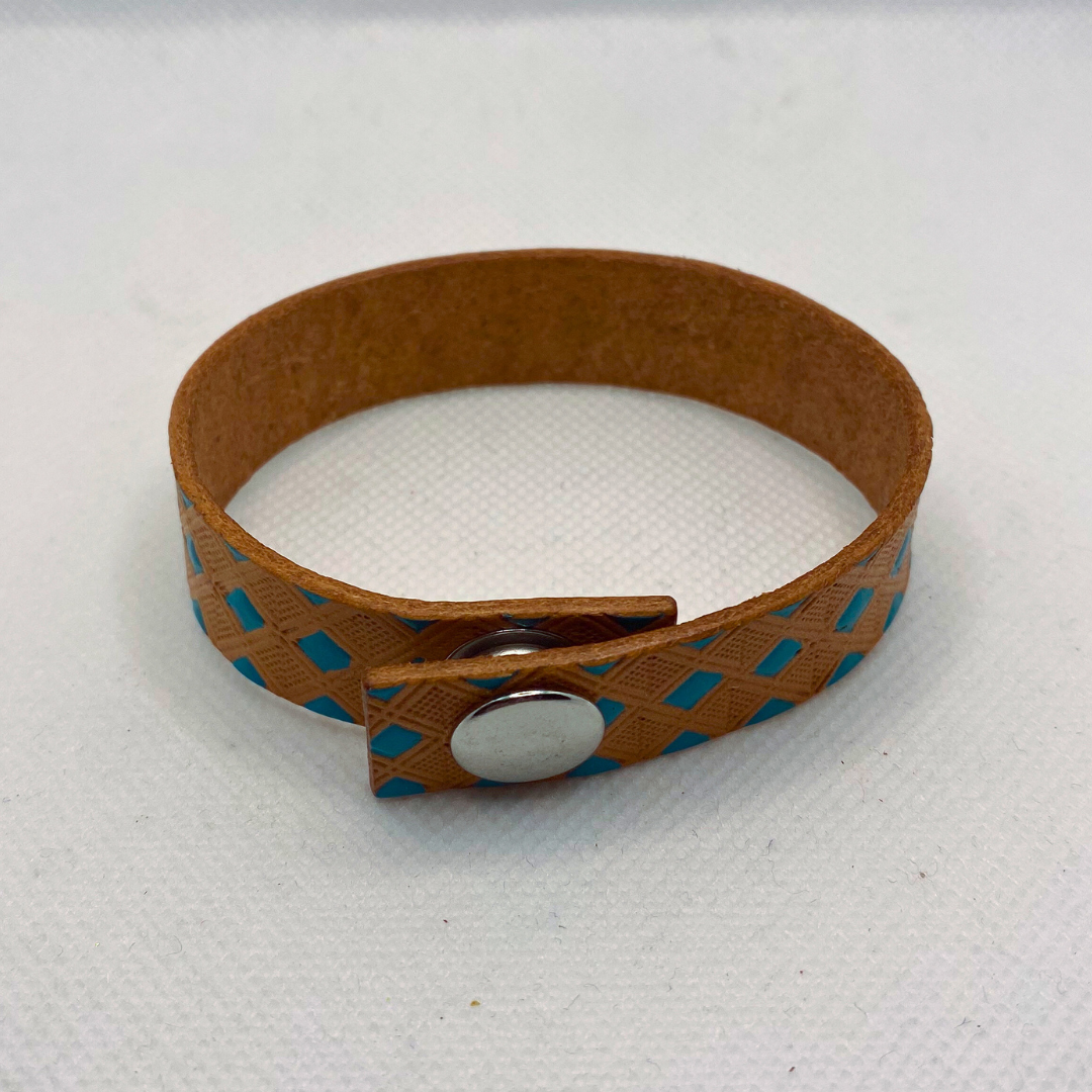 Teal Diamonds Leather Bracelet