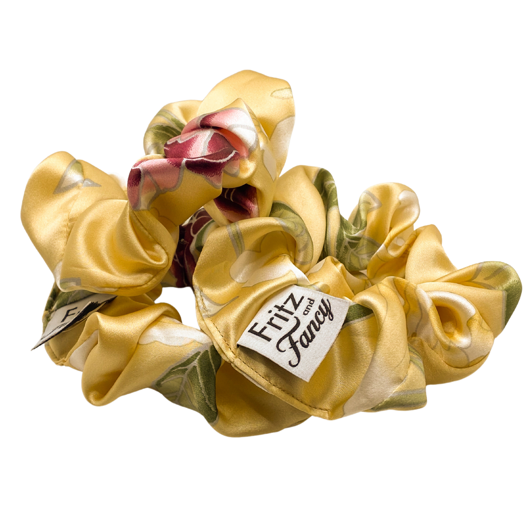 Jasmine and Peonies Silk Scrunchie