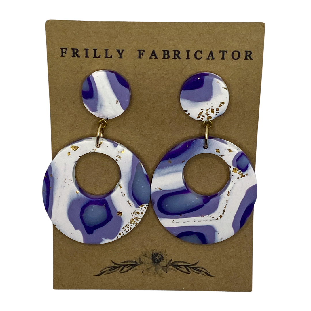 Purple Marble Polymer Clay Earrings