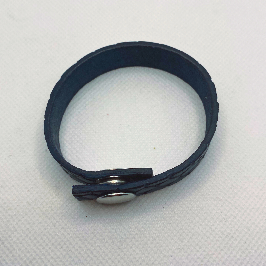 Blue Snakeskin Texture Leather Bracelet