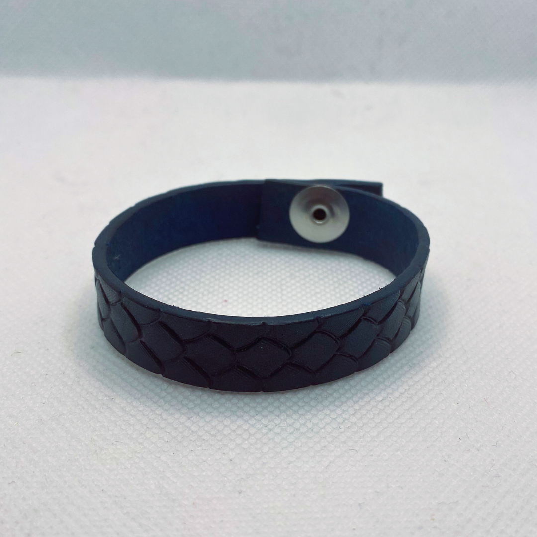 Blue Snakeskin Texture Leather Bracelet