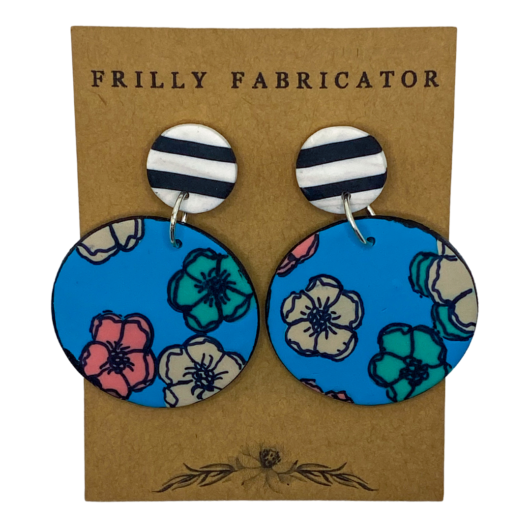 Handpainted Flowers on Aqua Blue