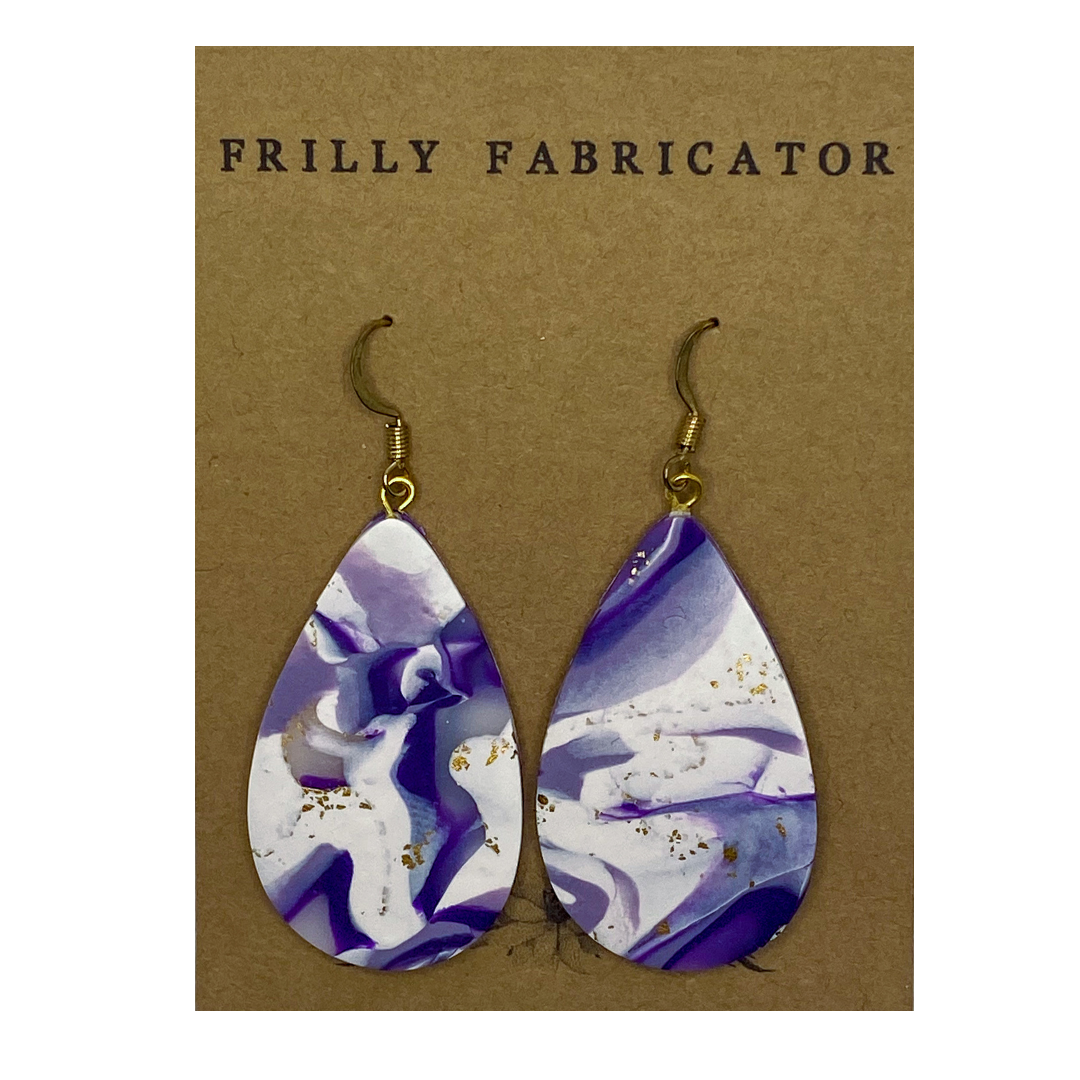 Purple Marble Polymer Clay Earrings