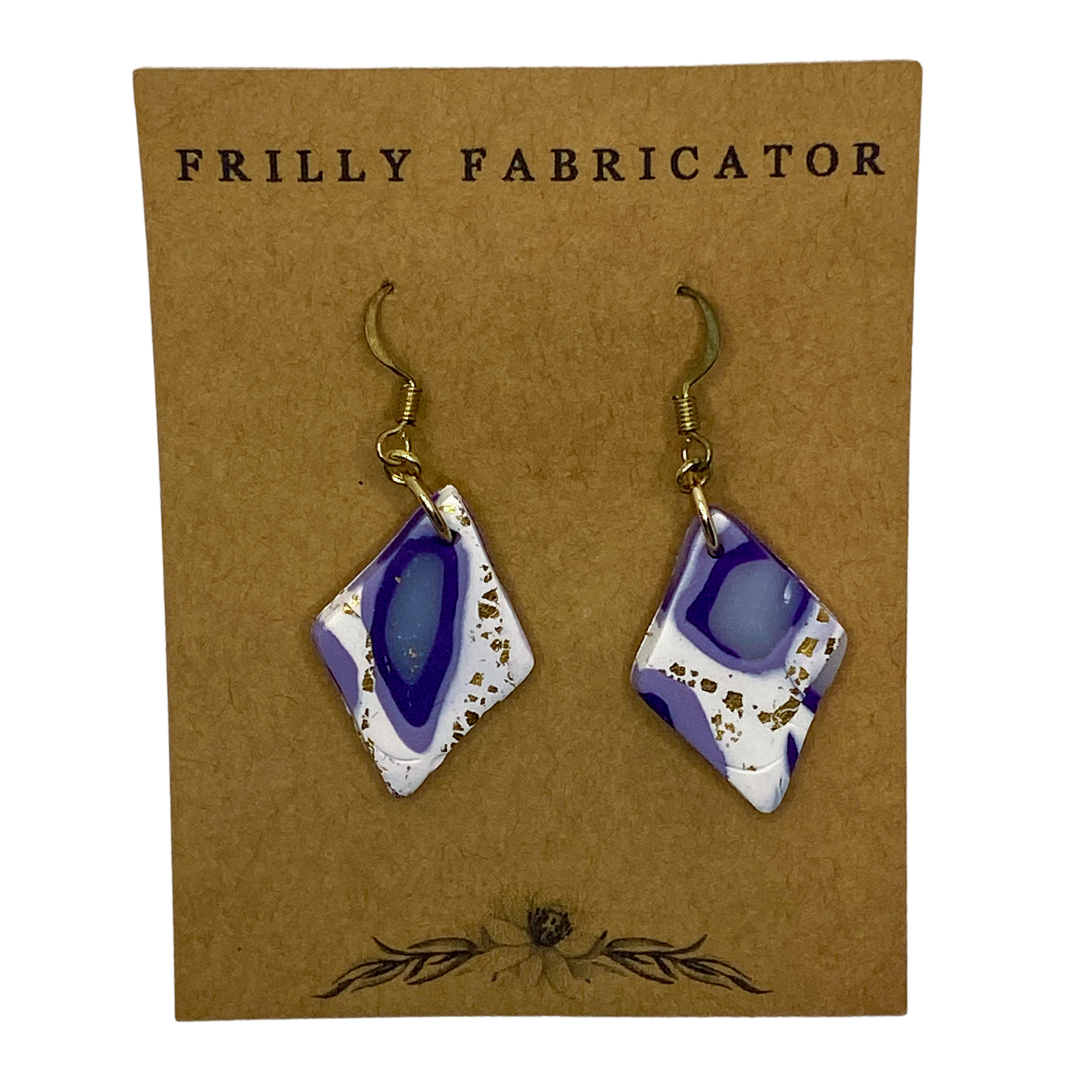 Purple Marble Polymer Clay Earrings