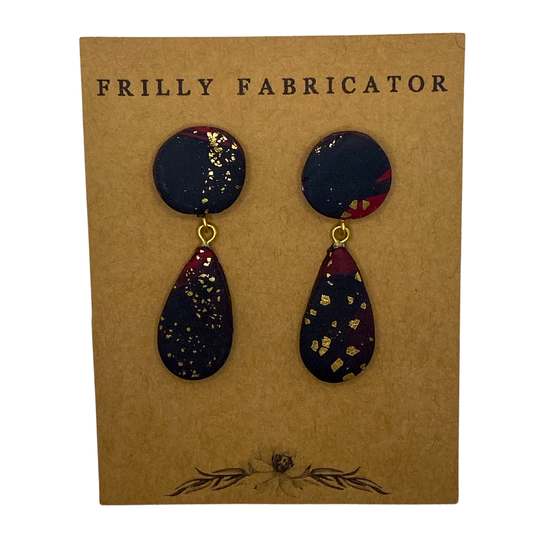 Black and Red with Gold Teardrops
