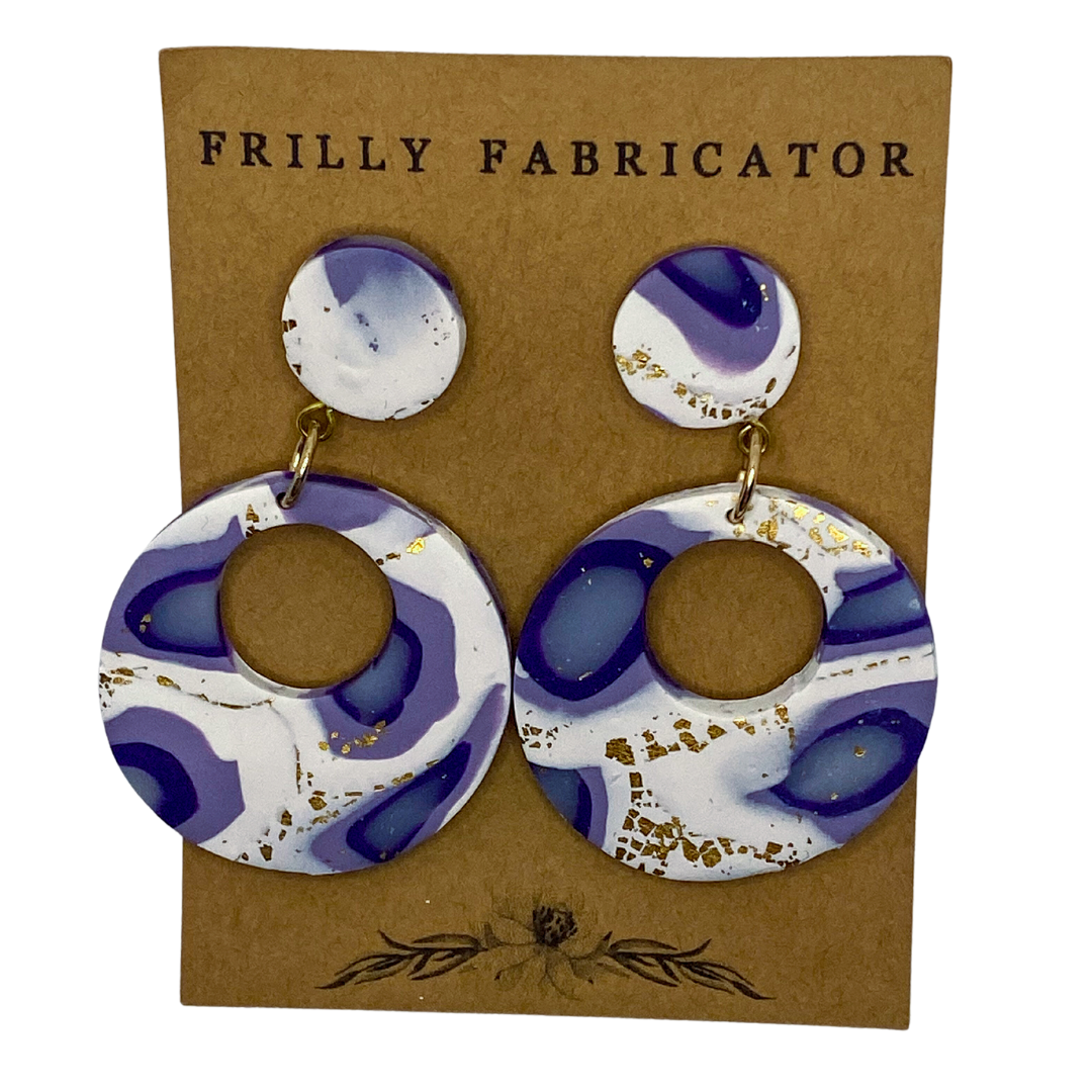 Purple Marble Polymer Clay Earrings