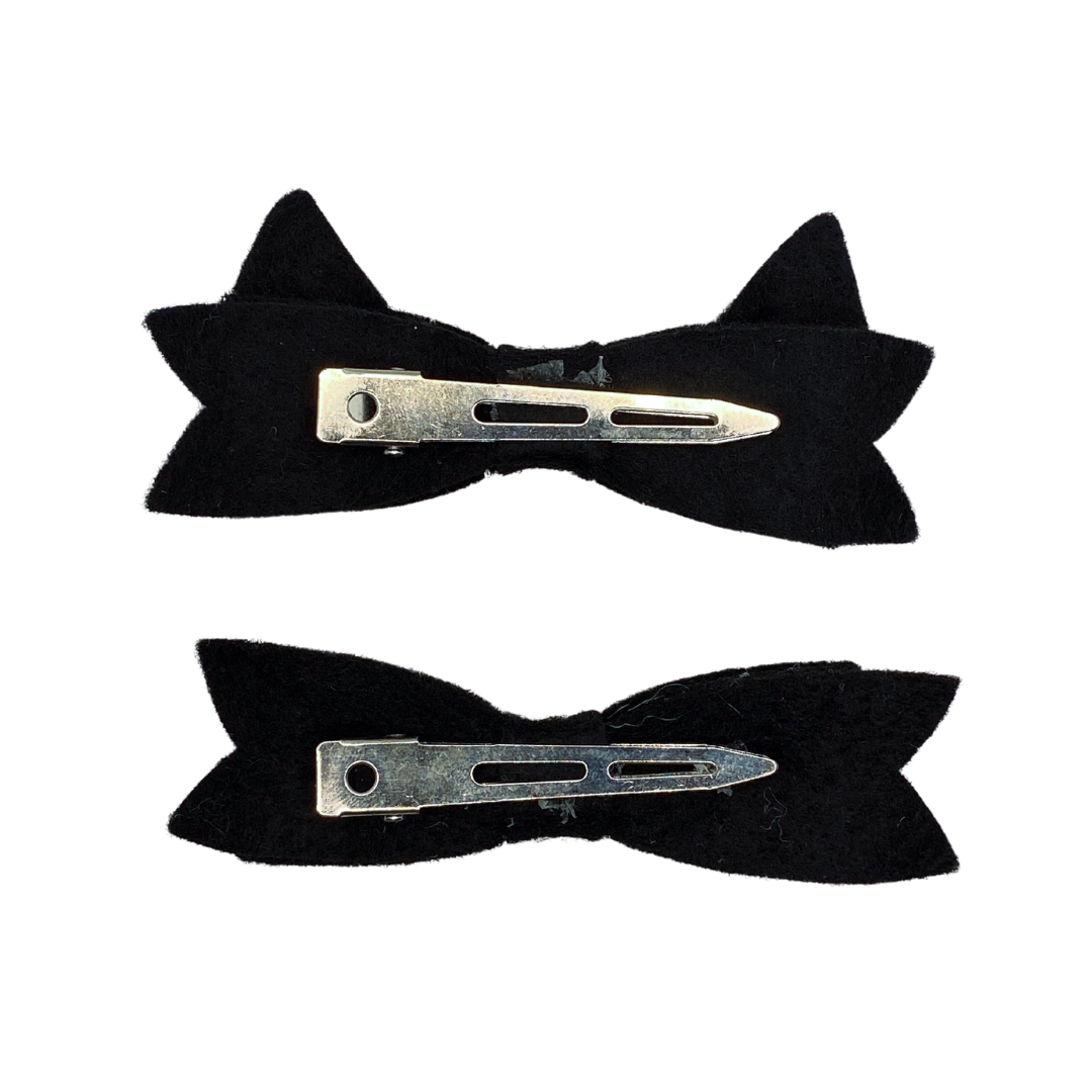 Black Cat Hair Clip Barrette Set