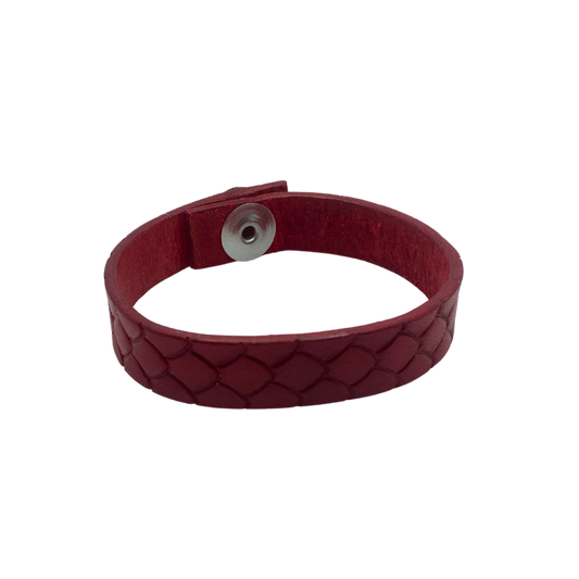 Red Snakeskin Texture Leather Bracelet