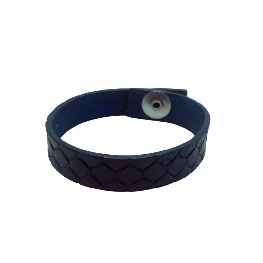 Blue Snakeskin Texture Leather Bracelet