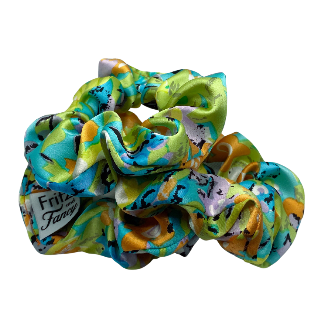 Artistic Poppies Silk Scrunchie