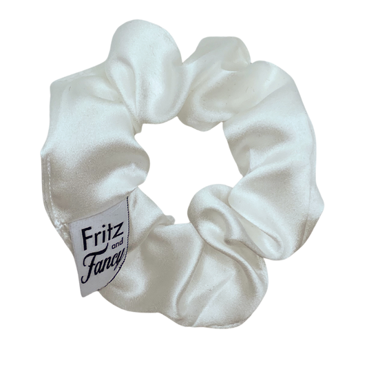 White Silk Scrunchie