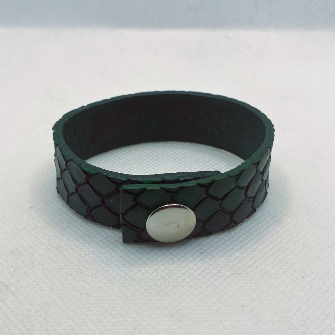 Green Snakeskin Texture Leather Bracelet