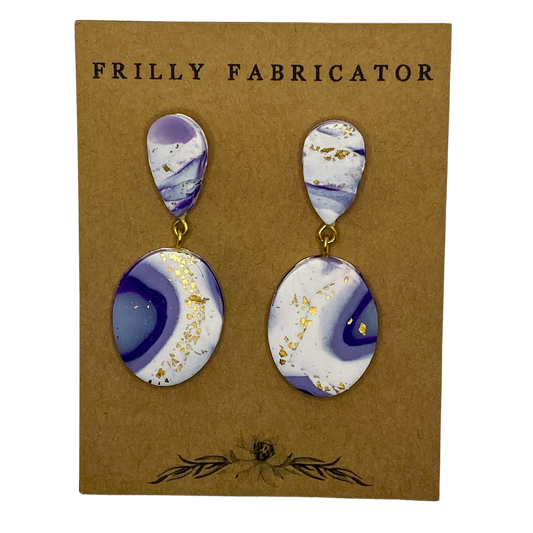 Purple Marble Polymer Clay Earrings