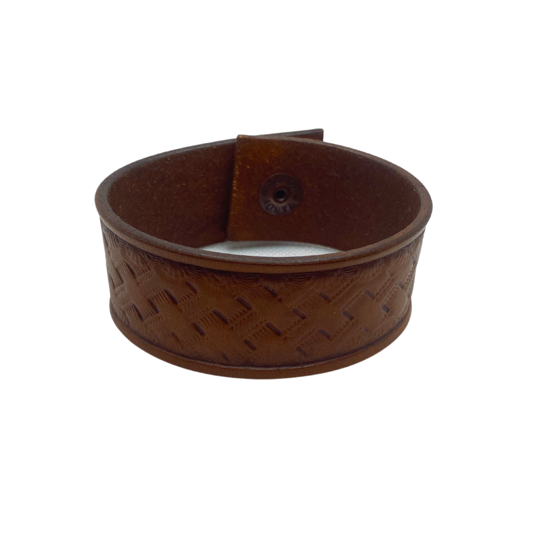 Brown Basketweave Leather Cuff