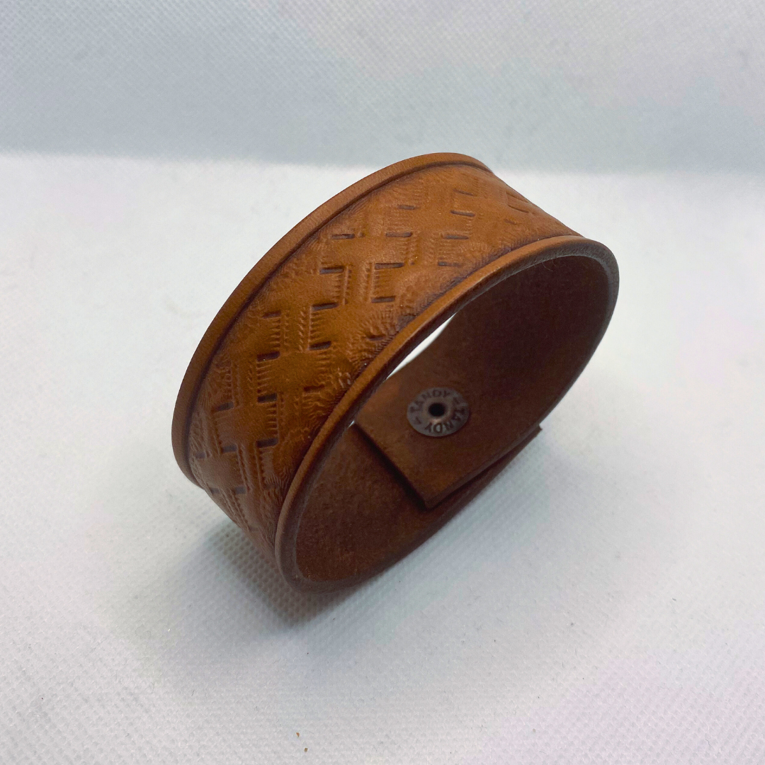 Brown Basketweave Leather Cuff