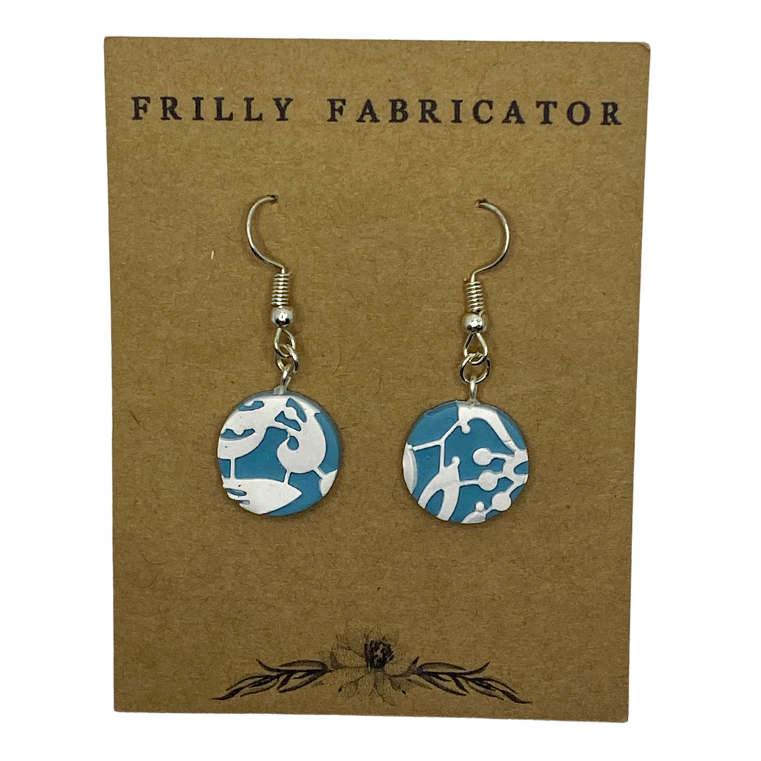 Lace on Cool Blue Clay Earrings