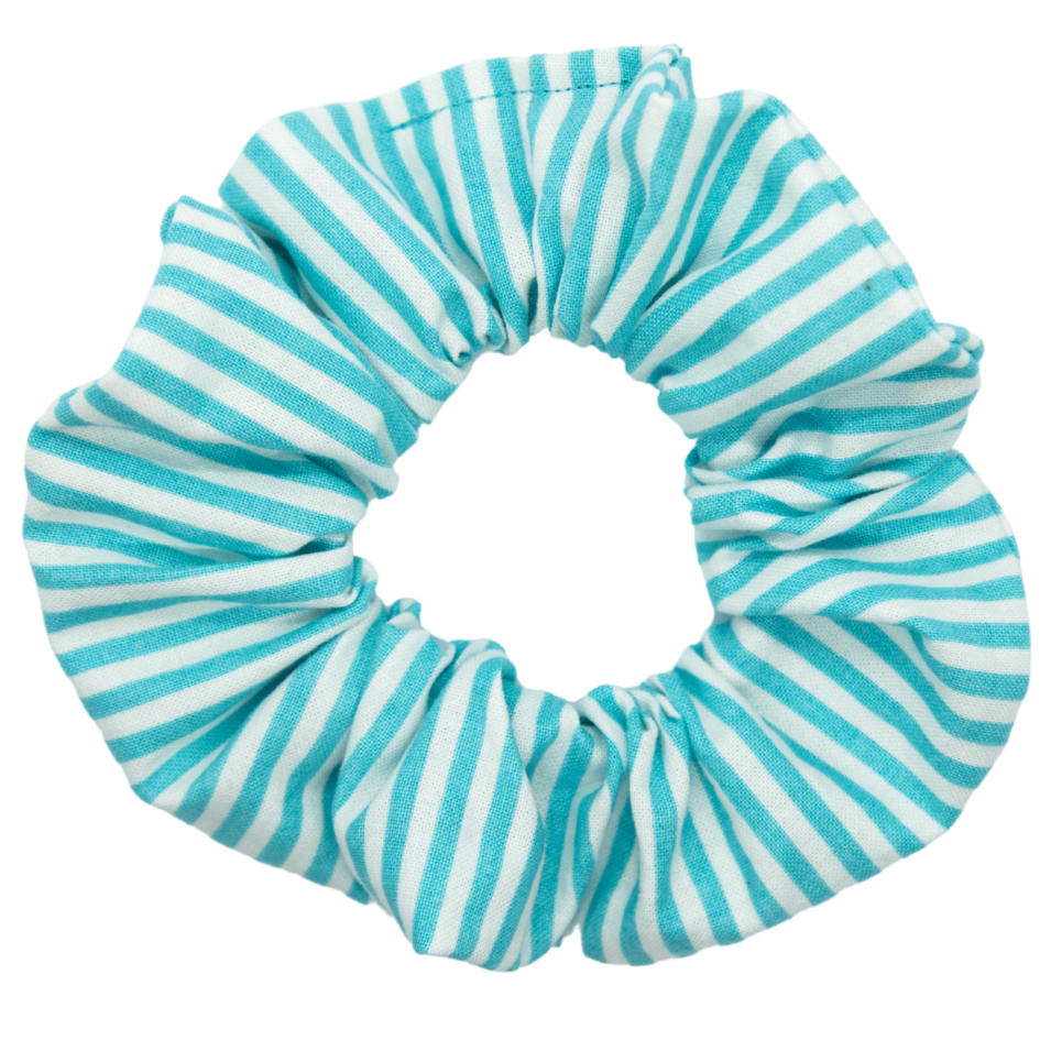 teal aqua stripes scrunchie