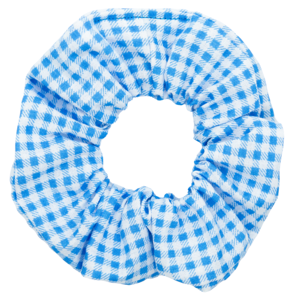 blue gingham scrunchie